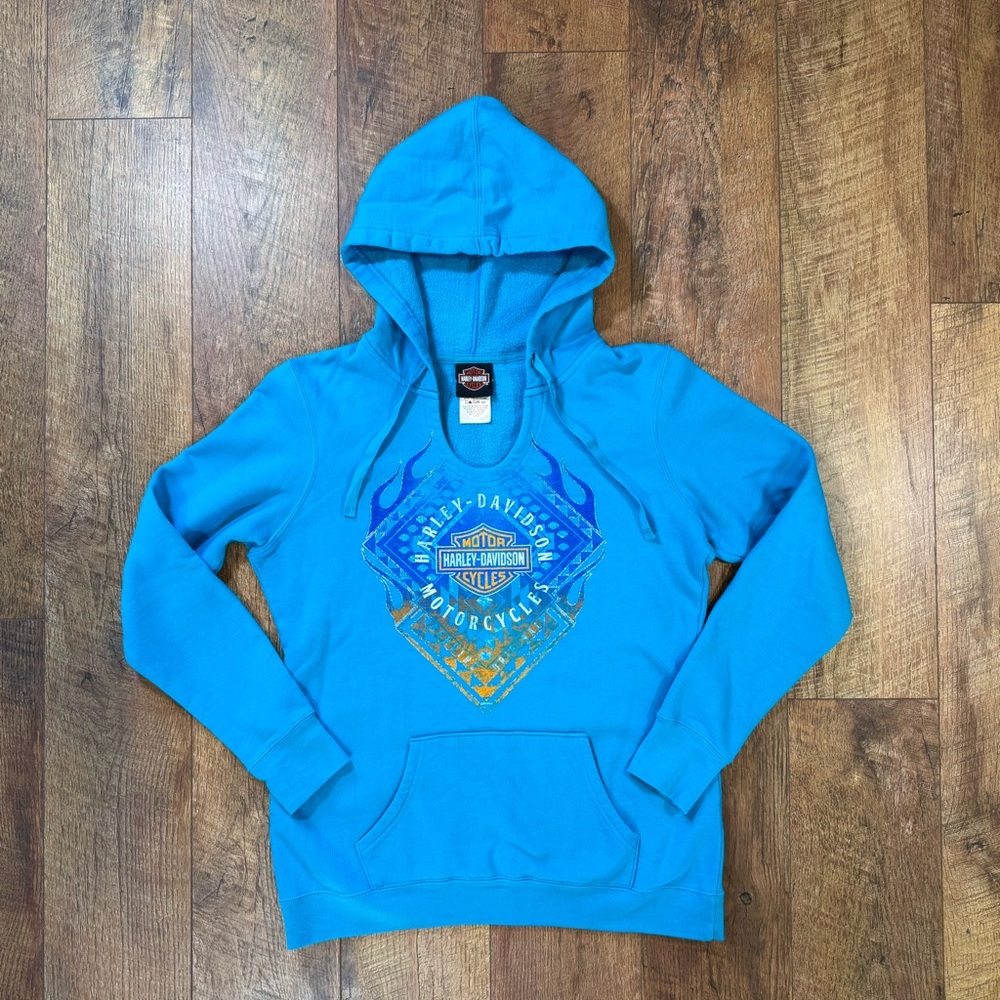 Harley-Davidson Vibrant Blue Hoodie Barnett El Paso TX Size Medium Soft Stretchy